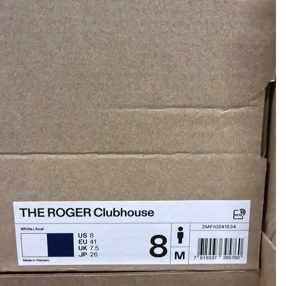 On Men's THE ROGER Clubhouse Shoes White Acai Size 8 New in Box No Lid